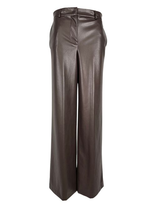 pantaloni donna in ecopelle palazzo marrone ( Nude ) | 1103W2560808